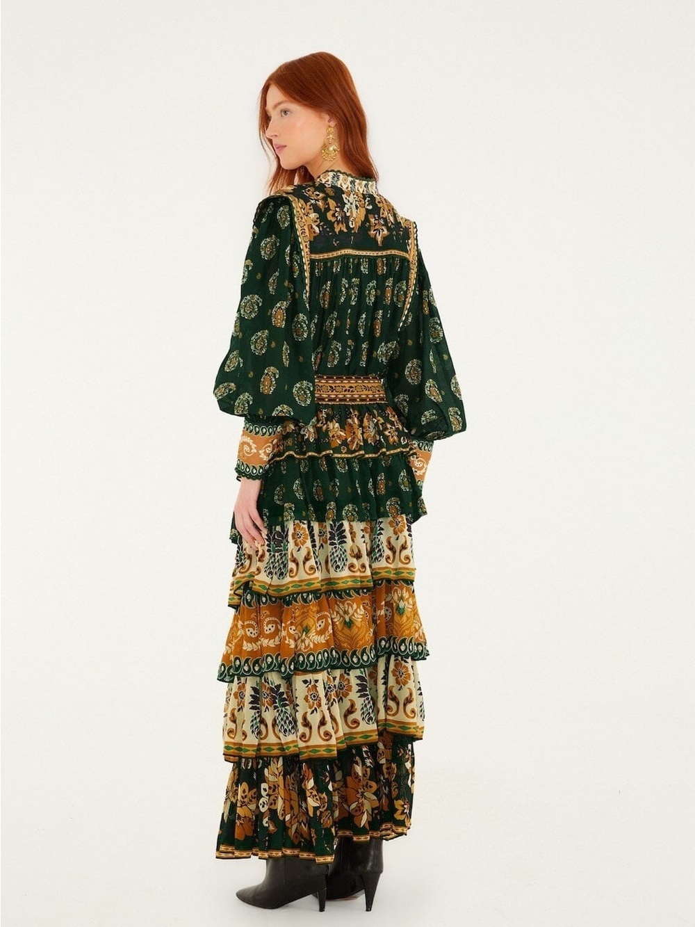 Farm Rio: Green Ayla Mixed Scarves Layered
Maxi Skirt - Picture 3 of 10
